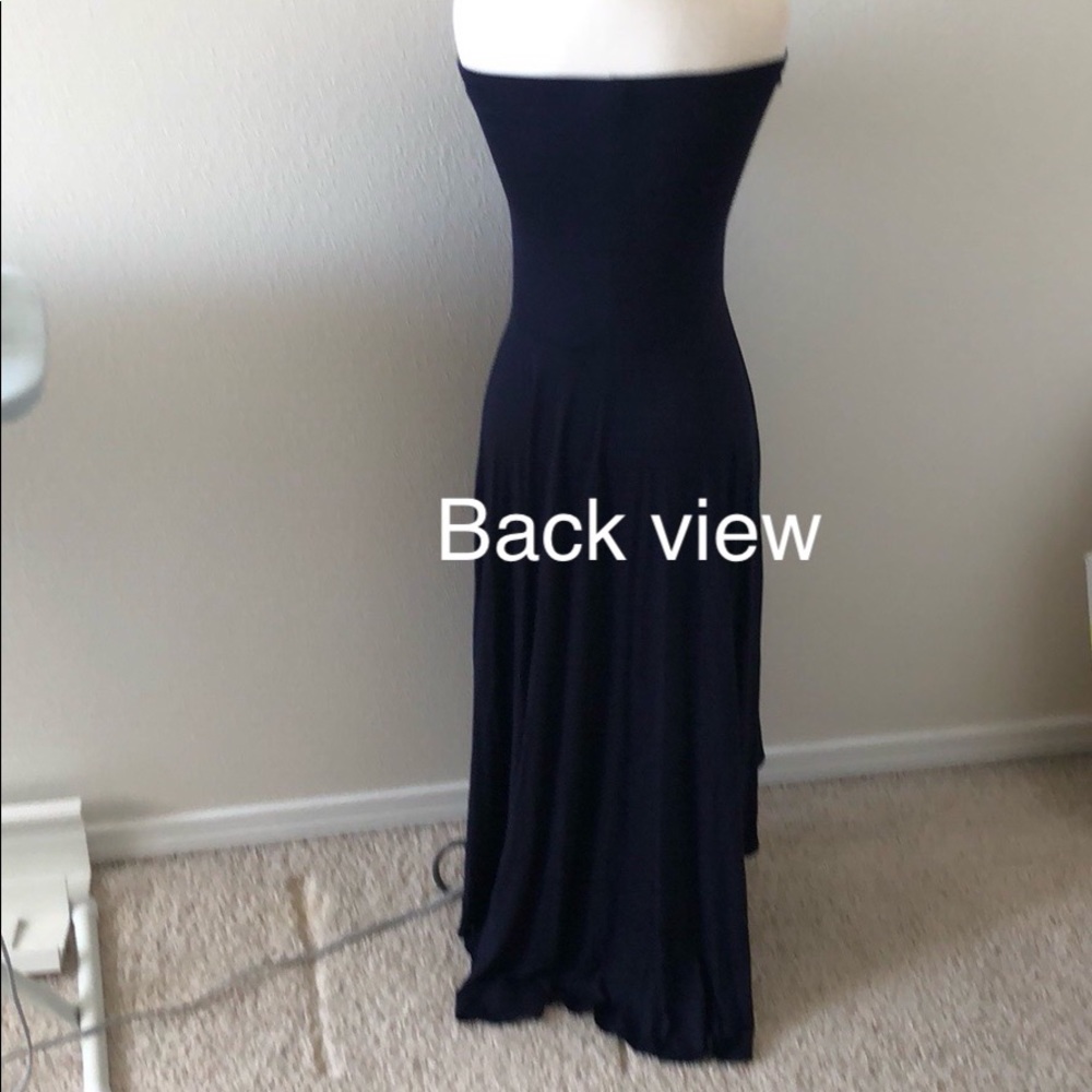 🔥 STRAPLESS Navy Blue High/Low Dress🔥 - Picture 3 of 4